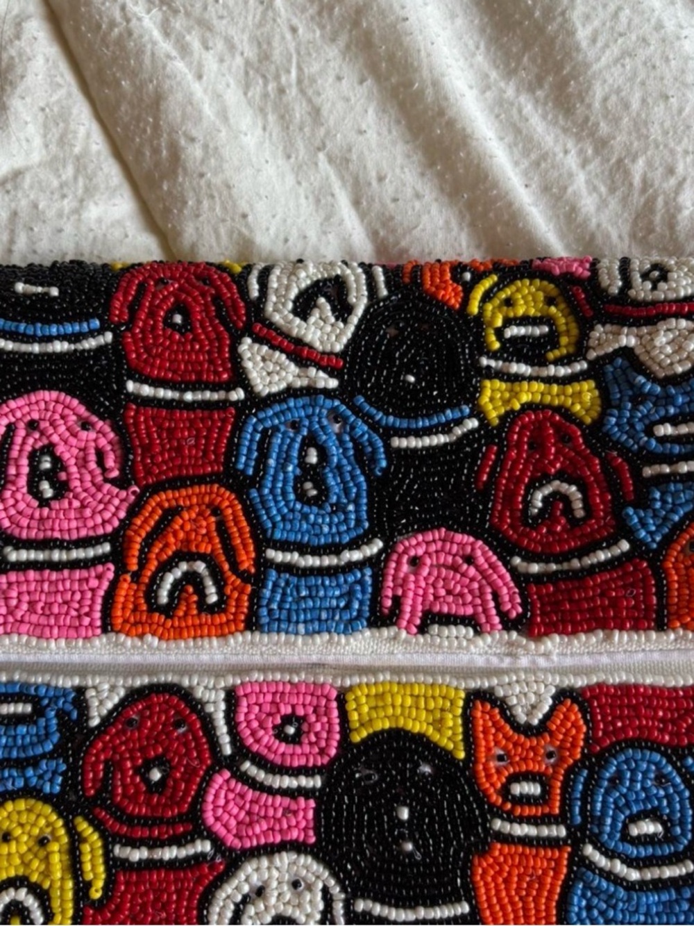 Beaded Dog Multicolor Clutch Crossbody Bag